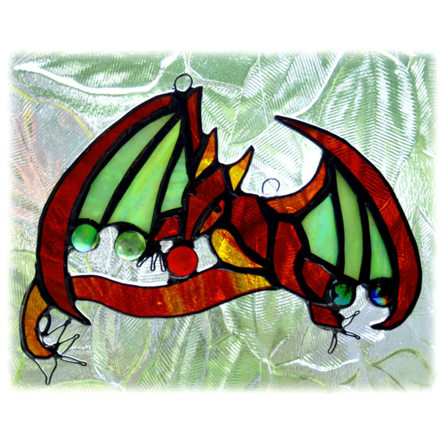 Dragon Suncatcher Stained Glass Fire Dichroic Mythical