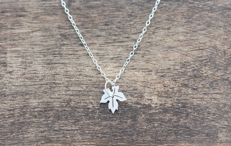 Tiny Leaf Necklace - Silver Maple Leaf - Handmade Leaf Necklace