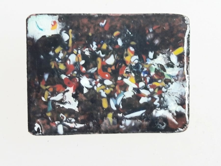 brooch - rectangle: enamel chip on black