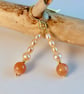 Freshwater Pearl Earrings With Sunstone - Handmade In Devon - Image 3
