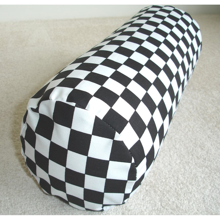 Bolster Cushion Cover 18"x8" Round Cylinder Roll Black And White Ska Check 8x18