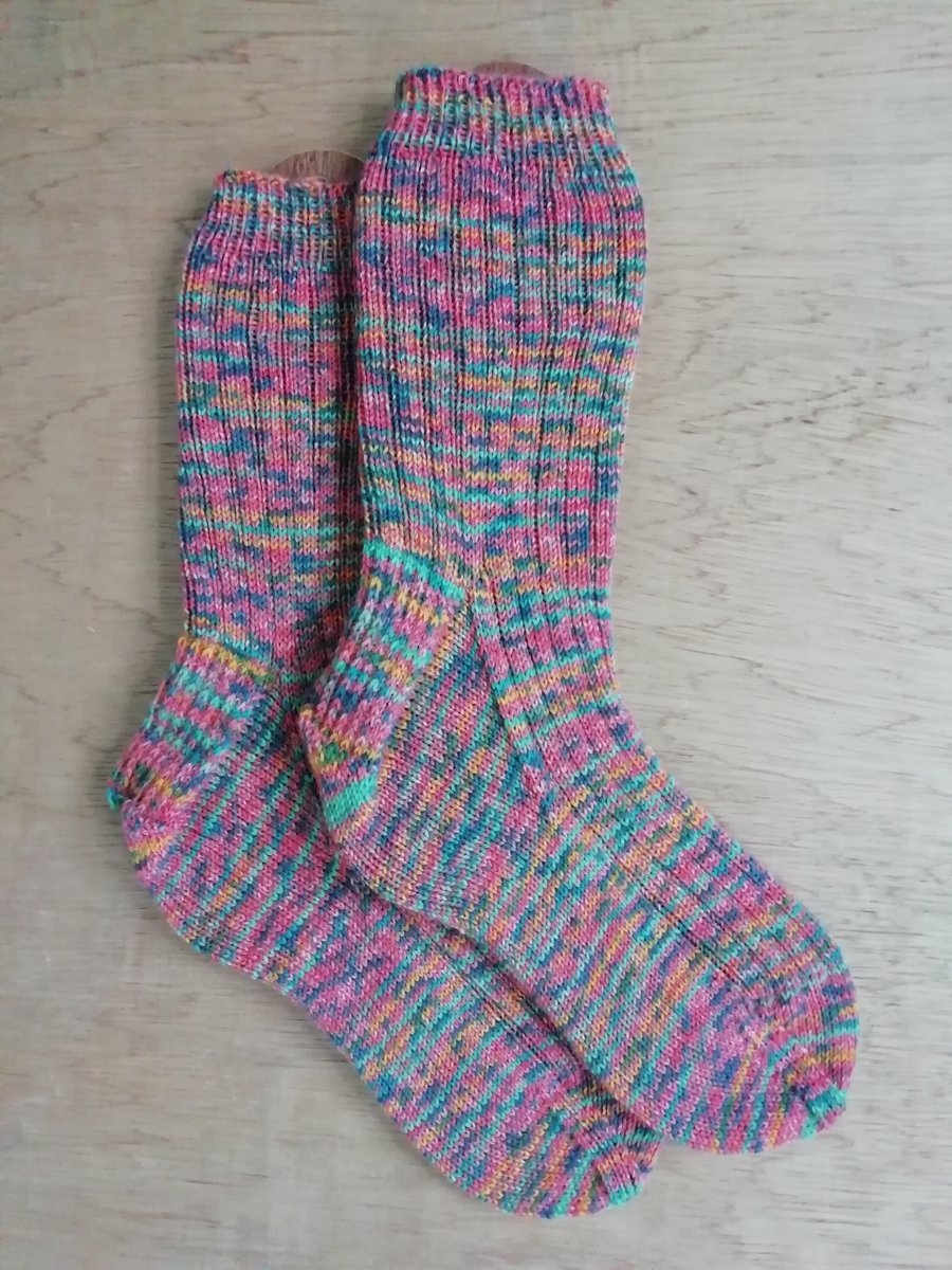 Socks, hand knitted, LARGE, adult size 9-11