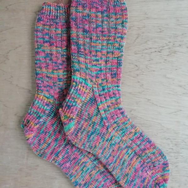 Socks, hand knitted, LARGE, adult size 9-11