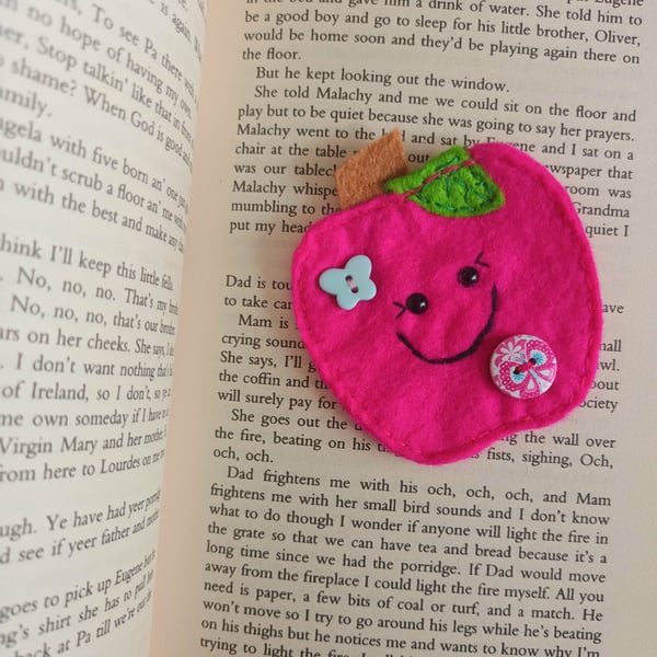 Pink apple themed bookmark (C)