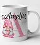 Personalised FEMALE Pink Gonk initial and name Mug - personalised Valentines Mug - Image 3