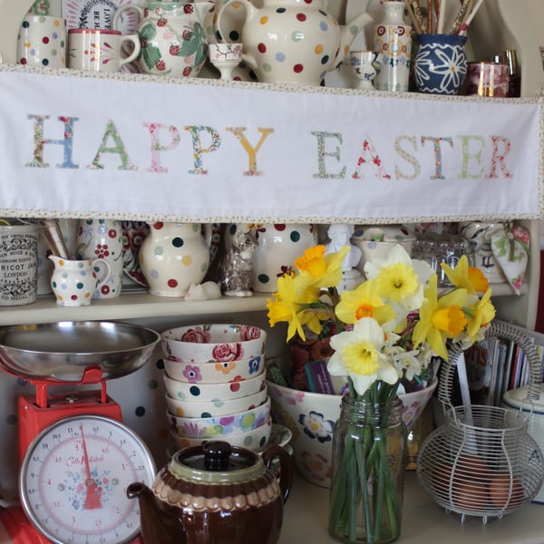 Floral Happy Easter fabric banner