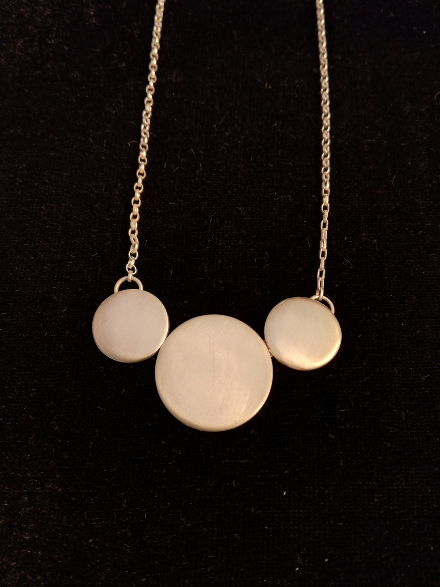 Silver Satin finished triple Disc necklace