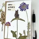 Handmade Mother's Day, Birthday Card, Real Pressed Flowers