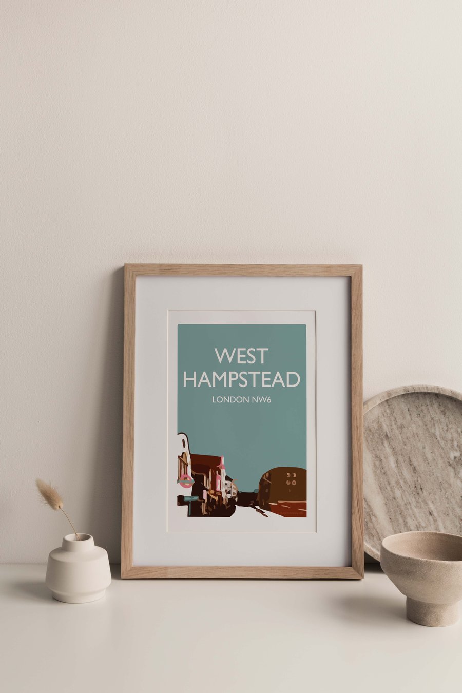 West Hampstead TEAL London Giclee Travel Print