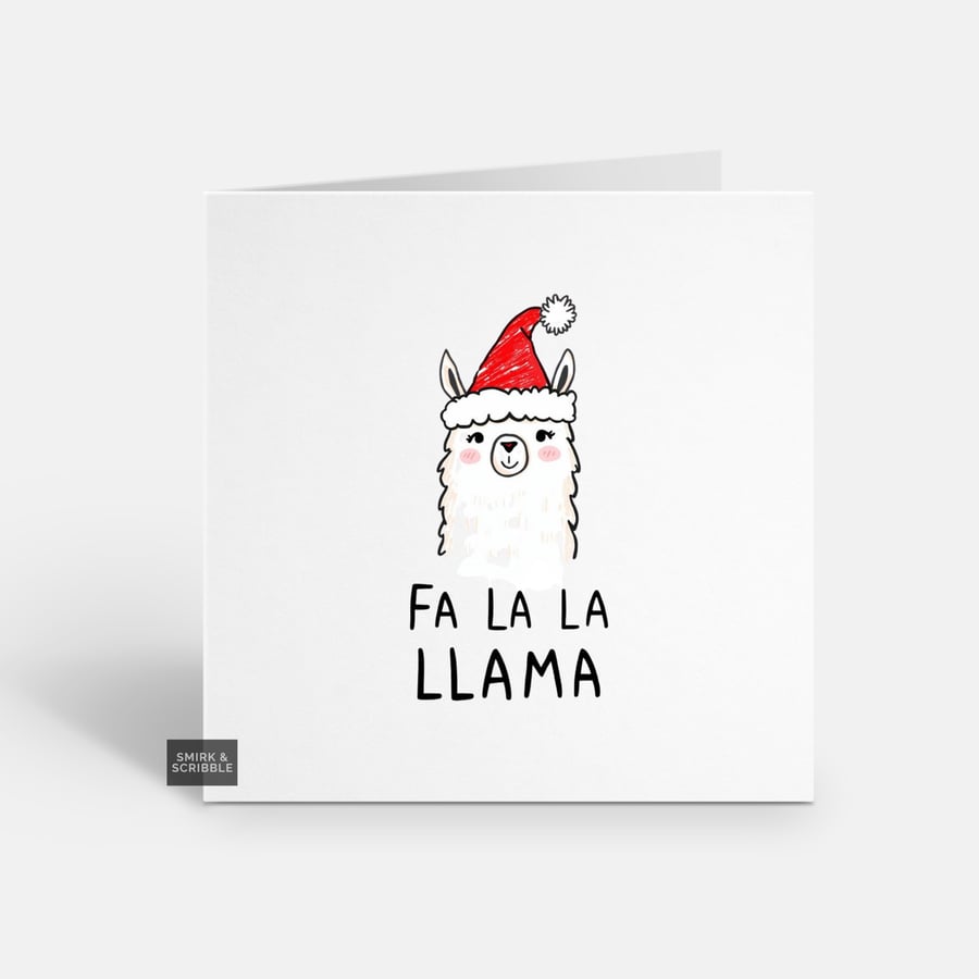 Unique Funny Christmas Card - Cute Xmas Greeting - Llama 