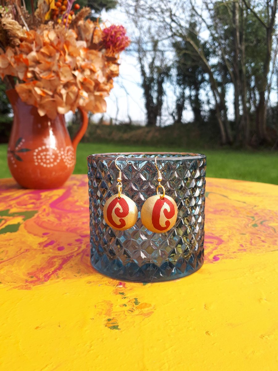 Handmade Vintage Style Clay Dangle Earrings