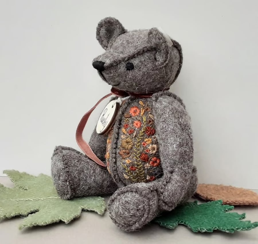 Teddy bear, embroidered artist bear, one of a kind collectable by Bearlescent 