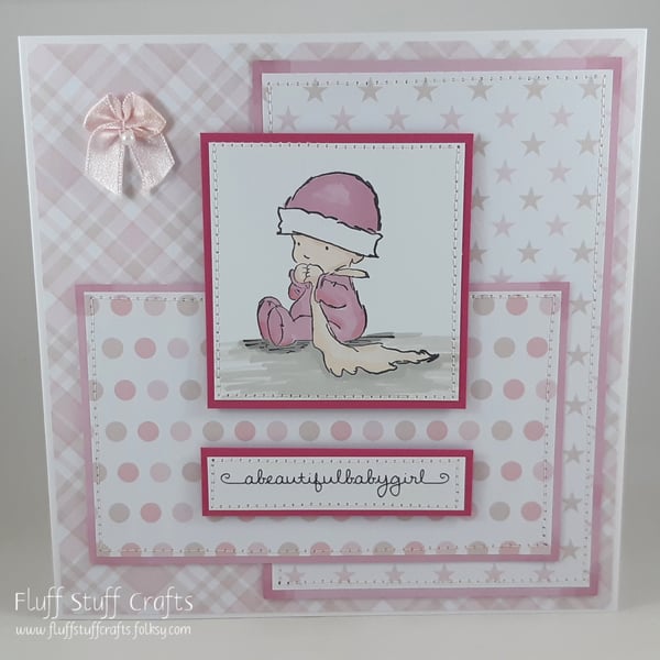 Handmade new baby girl card