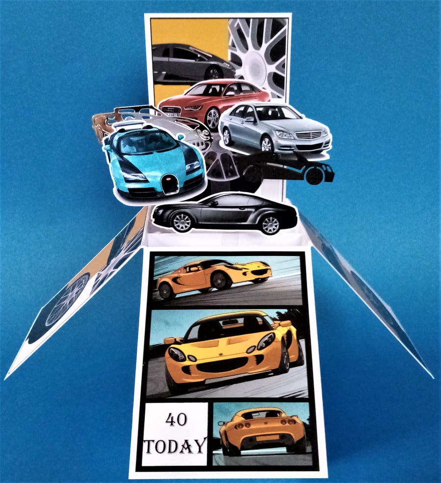 Men's 40th Birthday Card with Cars