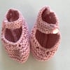 Hand knitted baby Mary Jane style shoes
