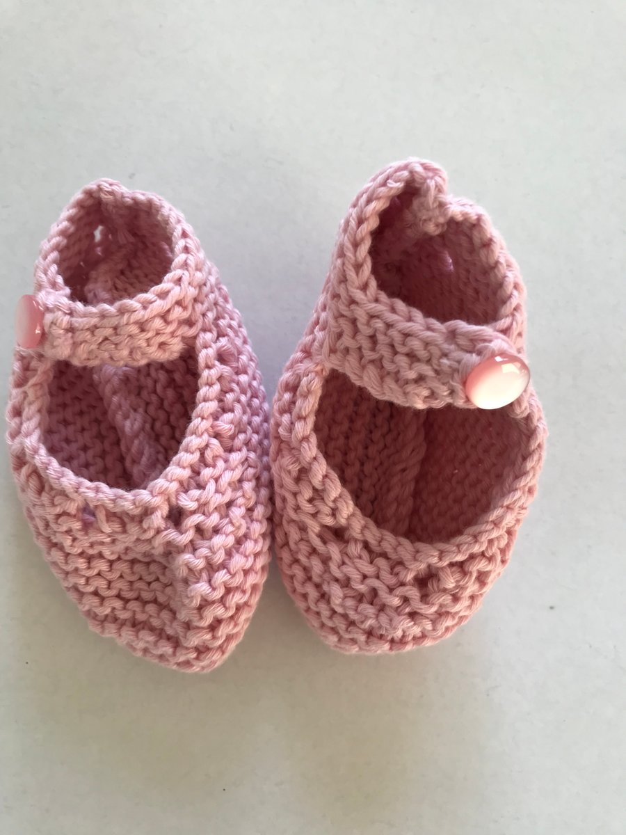 Hand knitted baby Mary Jane style shoes