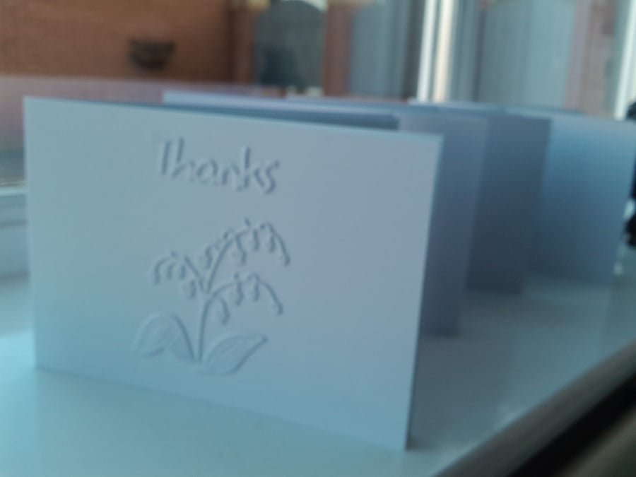 Pack of 4  Lily of the valley thank you cards