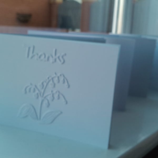 Pack of 4  Lily of the valley thank you cards