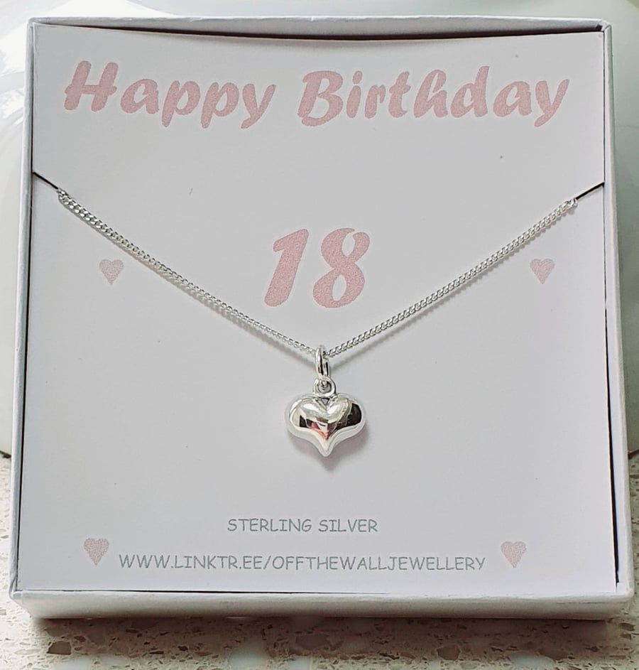 18th birthday gift idea, 18th birthday gift for her, PUFFY HEART PENDANT, 