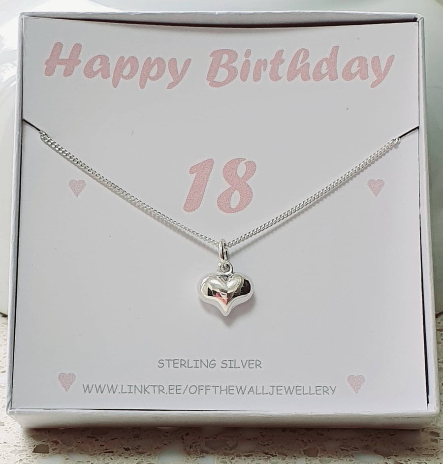 18th birthday gift idea, 18th birthday gift for her, PUFFY HEART PENDANT,
