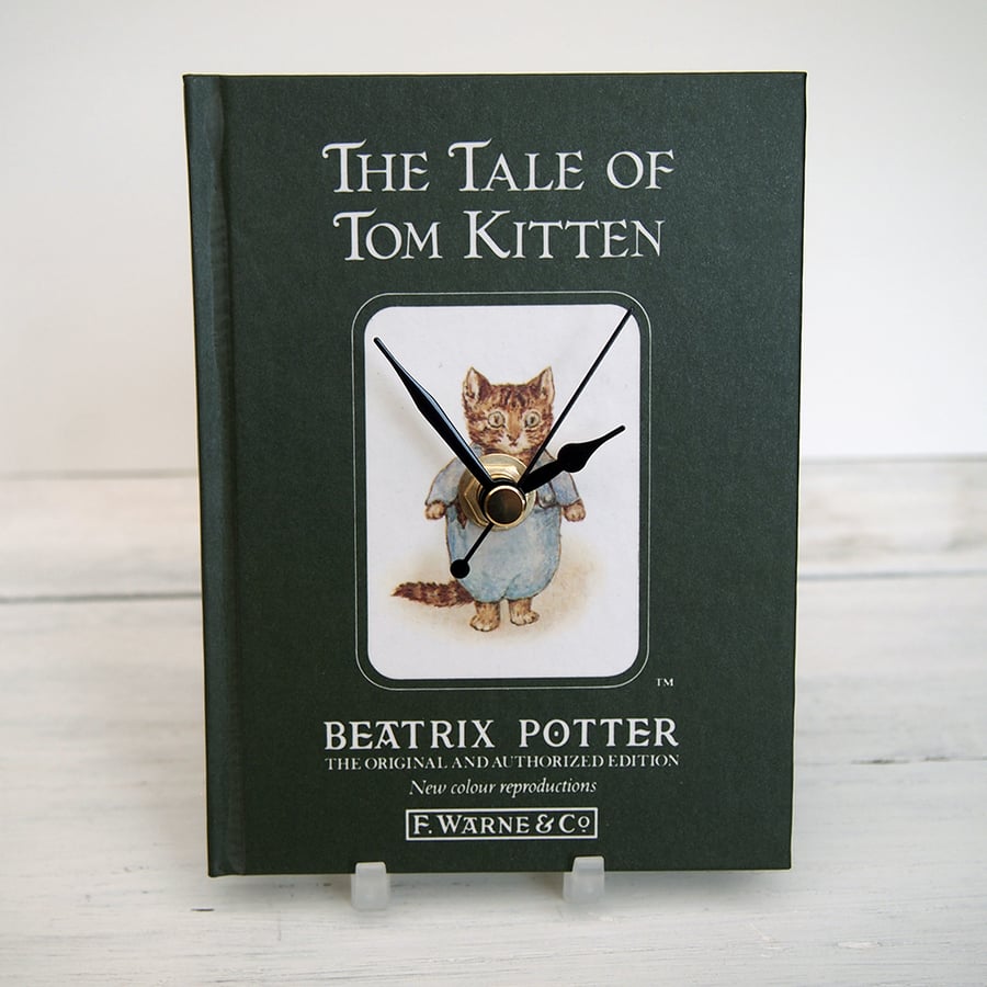 The Tale of Tom Kitten by Beatrix Potter book clock.  