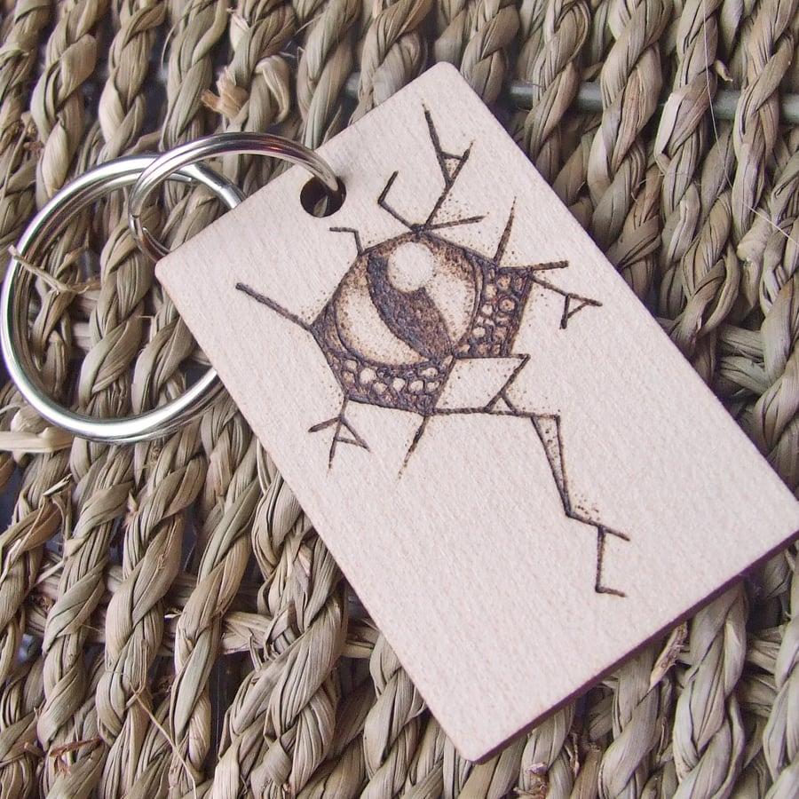 Dragon Eye Pyrography Personalised Wooden Keyring 
