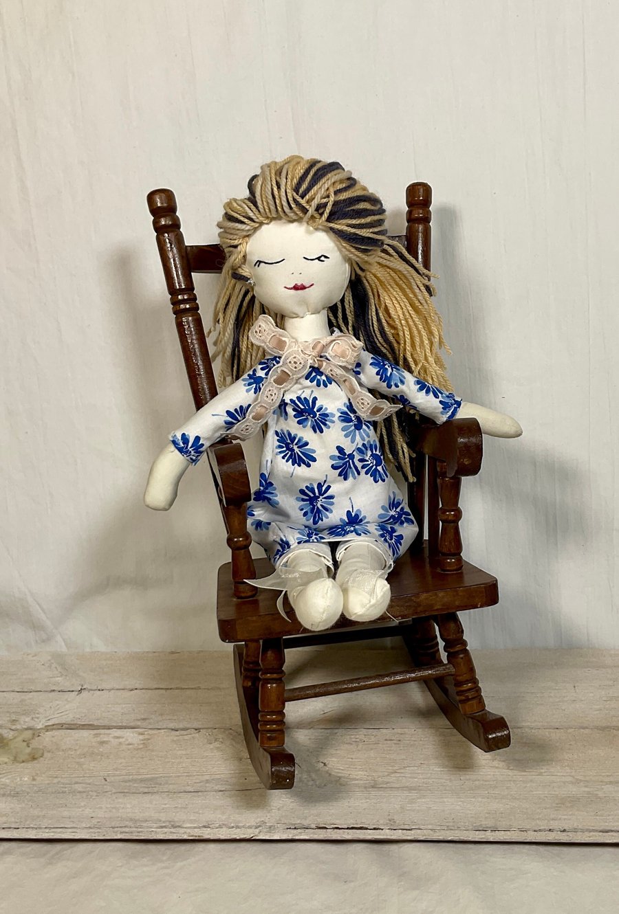 Cloth doll traditional rag doll. Dementia friendly gift. UK Rag doll with remova