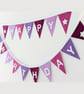 Felt Happy Birthday Bunting in Purple Tones: Reusable Party Banner - Image 2