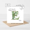 Any Initial - Dragon Alphabet Initial Happy Birthday Card