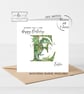 Any Initial - Dragon Alphabet Initial Happy Birthday Card