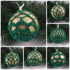 Christmas baubles boxed set of 6 large decorated with crochet lace