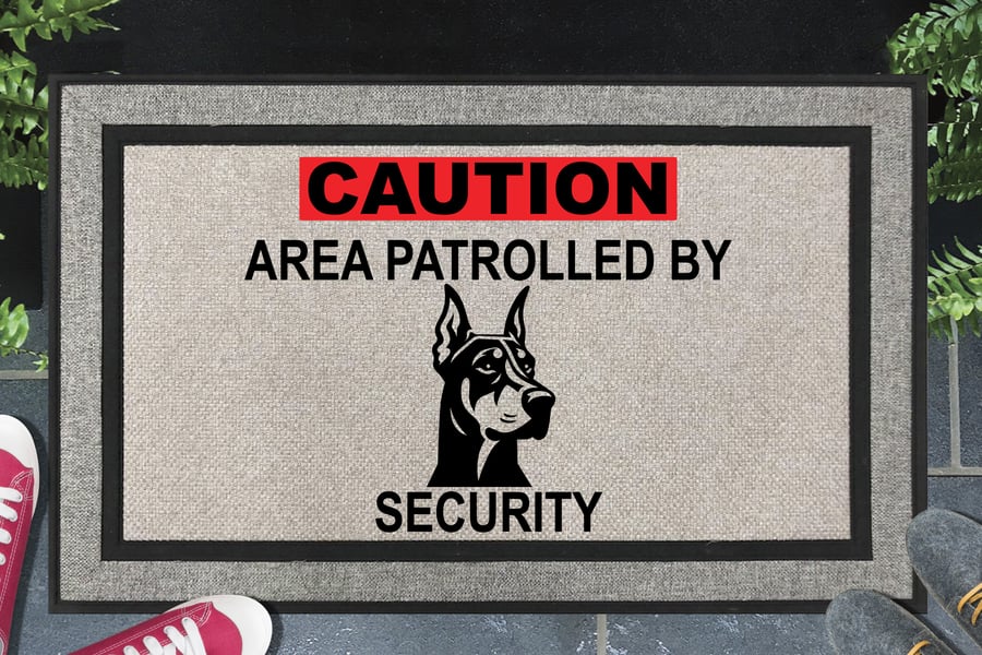 Doberman Security Door Mat - All Weather - Doberman Pinscher Welcome Mat