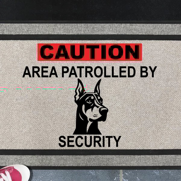 Doberman Security Door Mat - All Weather - Doberman Pinscher Welcome Mat