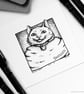 SALE - Swollen Kitty - Day 17 Inktober 2018 - Mini Cat Ink Drawing - Image 3