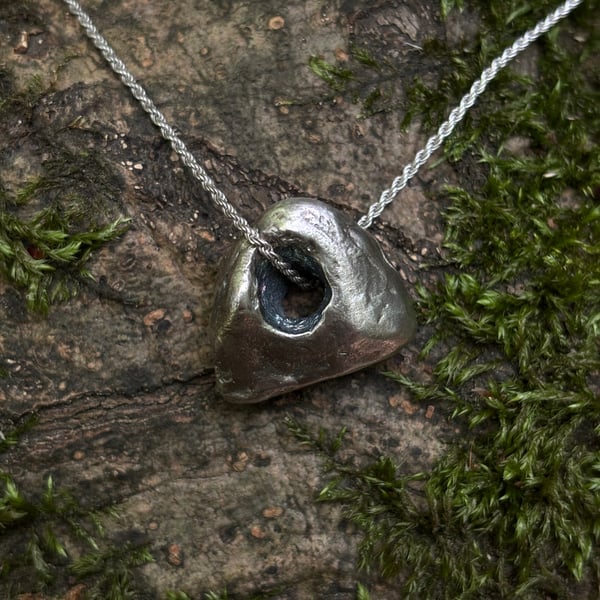 Solid Silver Hagstone Pendant 