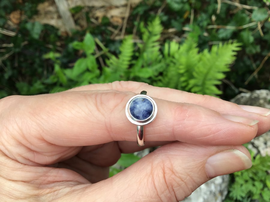 Sodalite Sterling and Fine silver ring