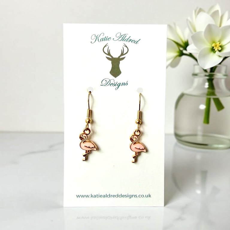 Charm Earrings - Small Flamingo