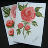 TWO Original Hand painted roses greetings cards 53