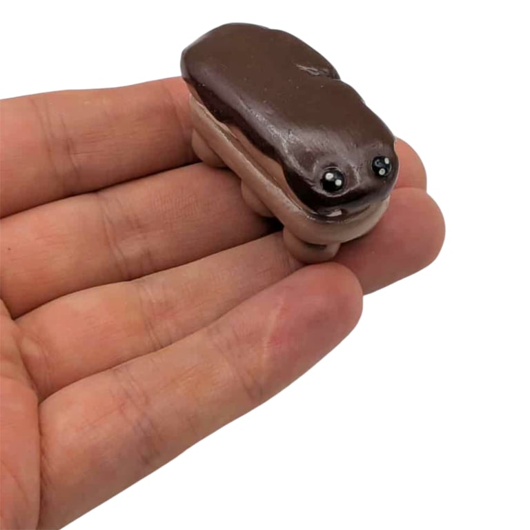 Chocolate Eclair Miniature Cake Figurine Polymer Clay Collectible Sculpture 