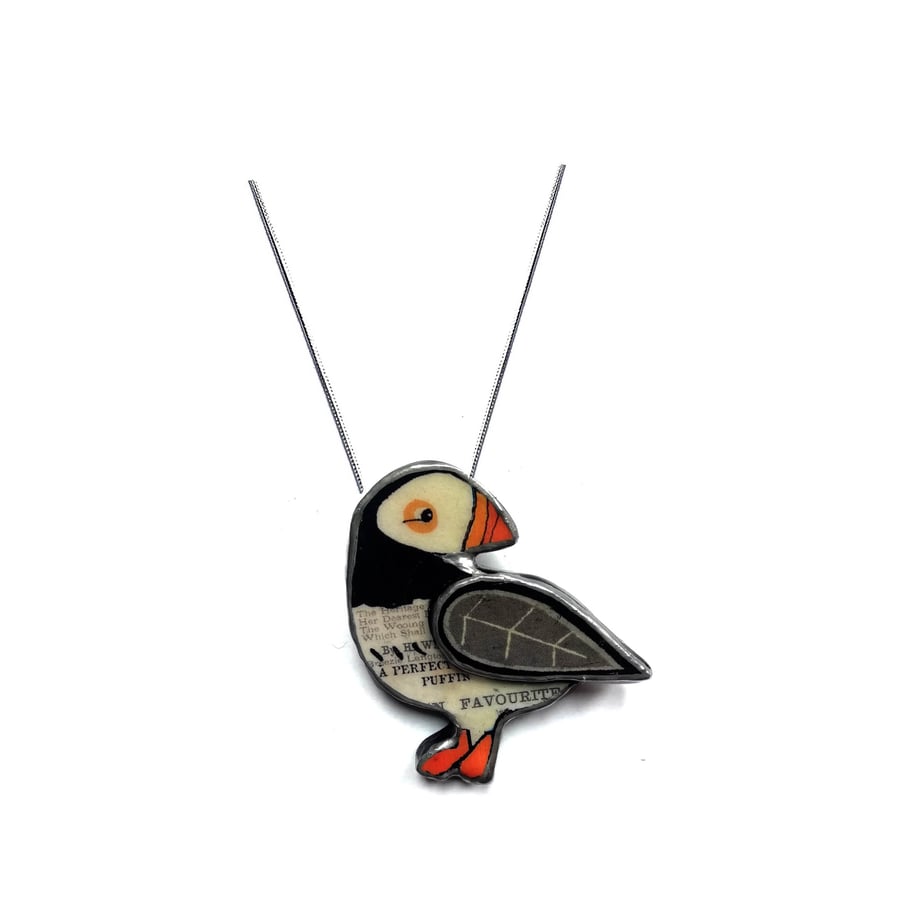Wonderfully Whimsical Layered Puffin Scandi Necklace EllyMental 