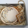 Pincushion Gift Set,Pin cushion,scissors & fob,hand embroidered boxed gift set  