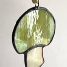 Stained glass mushroom - green vintage glass - Perfectly Imperfect 