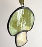 Stained glass mushroom decoration in green vintage glass