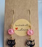 Black Cat Charm Earrings - Gold Tones - Image 3