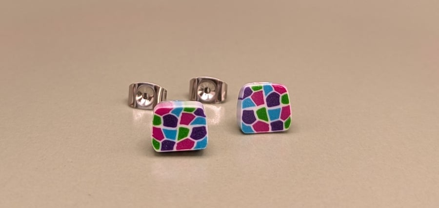 Jewel mosaic look stud earrings 