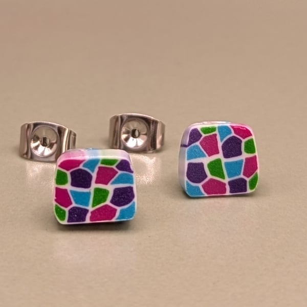 Jewel mosaic look stud earrings 