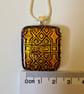 Sparkly gold patterned fused glass pendant - Image 8