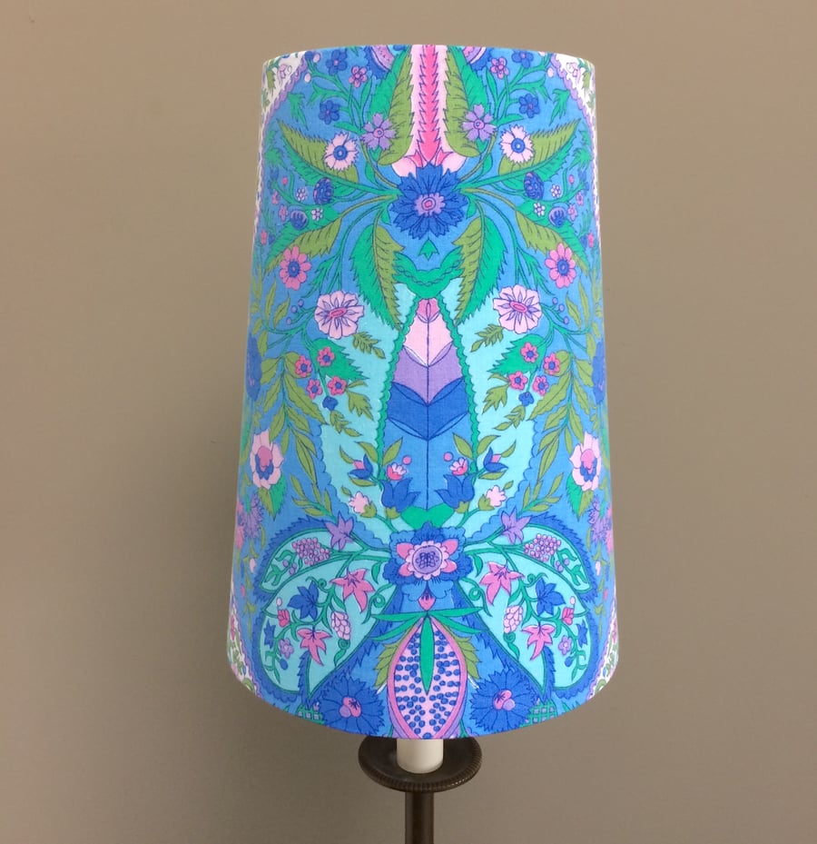Blue Green and PInk SHALIMAR Jonelle Vintage Fabric Lampshade option 