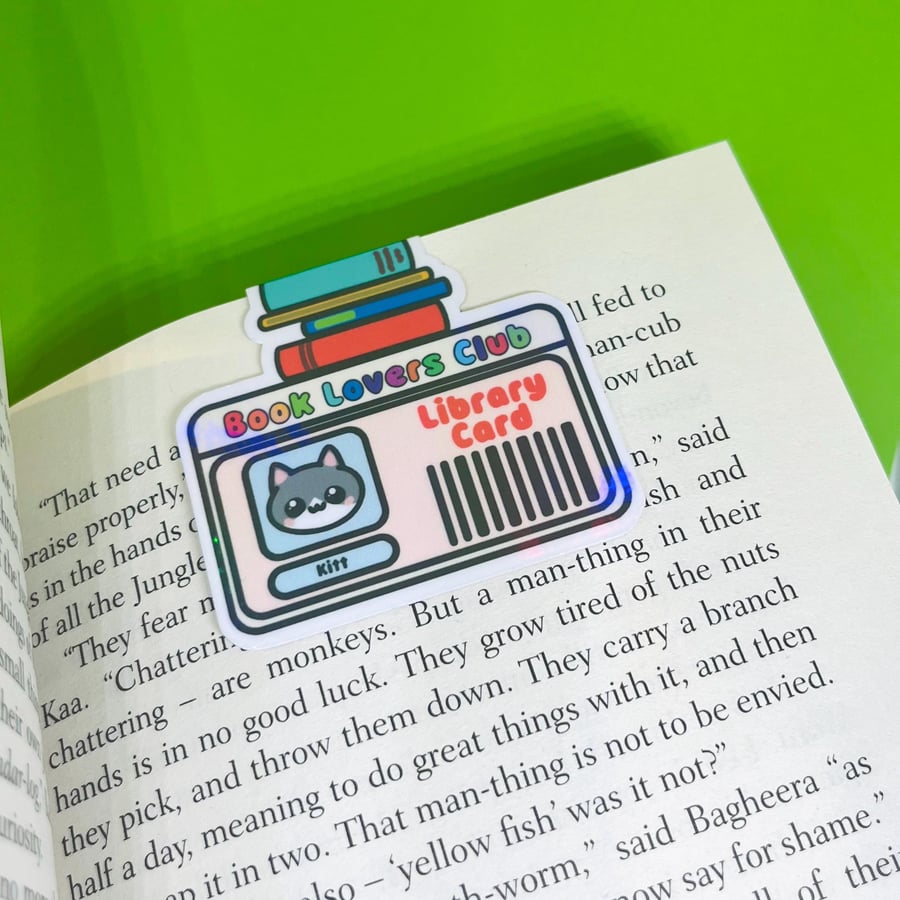 Magnetic bookmark - library card for my cat