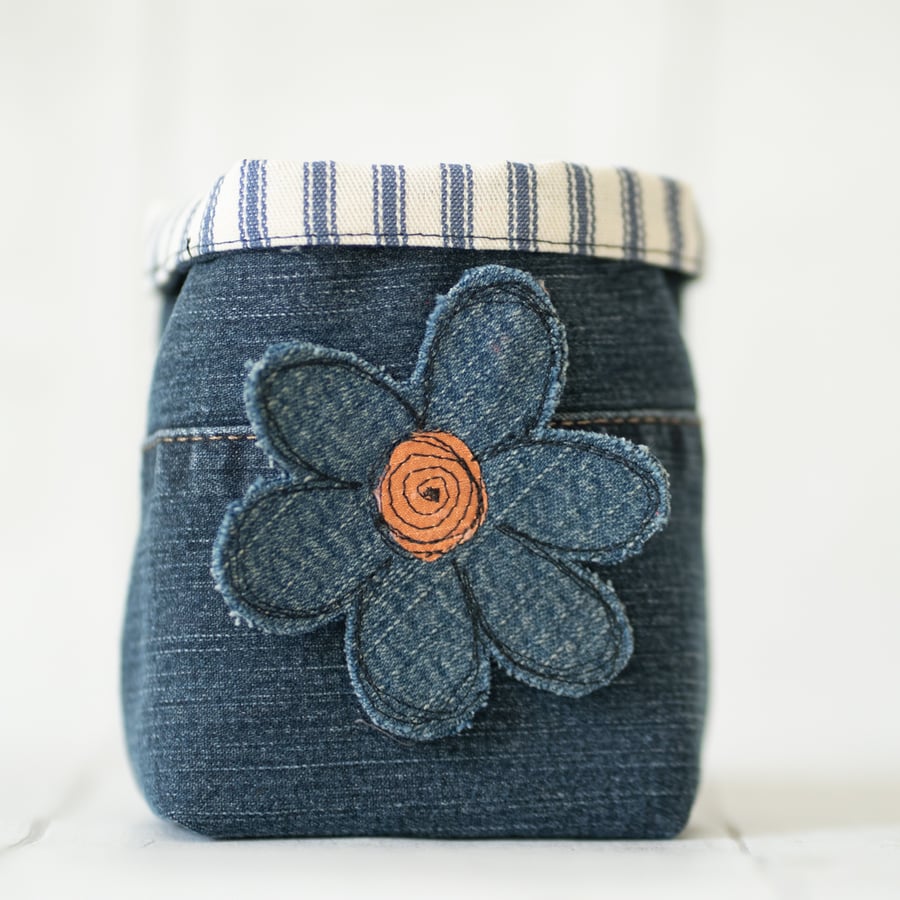 Ticking and Flower Fabric Tub 